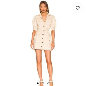 Zala mini dress in ecru brand is mink pink